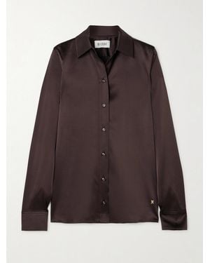 ÉTERNE Constance Embellished Stretch-Silk Satin Shirt - Brown