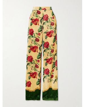 Valentino Garavani Floral Velvet-Jacquard Straight-Leg Trousers - Multicolour