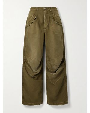 R13 Hose Mit Geradem Bein Aus Baumwoll-Twill Mit Raffungen - Grün