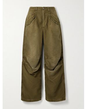 R13 Gathered Cotton-Twill Straight-Leg Trousers - Green