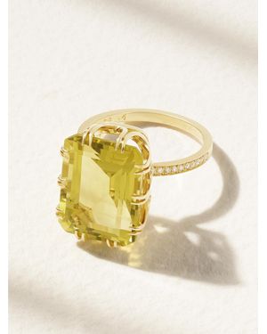 Ileana Makri Solitaire Crown 18-Karat, Topaz And Diamond Ring - Metallic