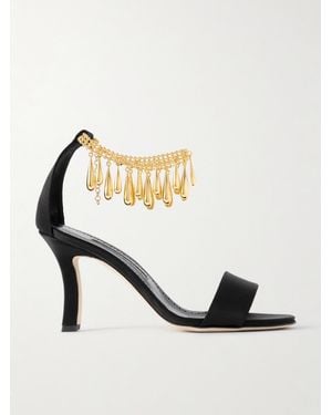Manolo Blahnik Nicusan 90 Sandalen Aus Satin Mit Verzierungen - Mettallic