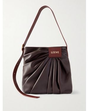 Loewe Featherlight Schultertasche Aus Leder Mit Raffungen - Schwarz