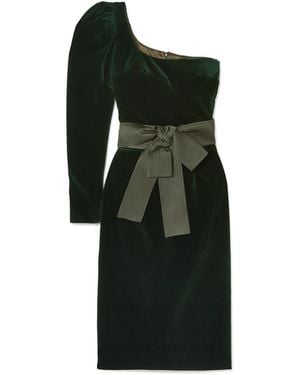 Silvia Tcherassi Dianora One-Shoulder Cotton-Blend Velvet Midi Dress - Black
