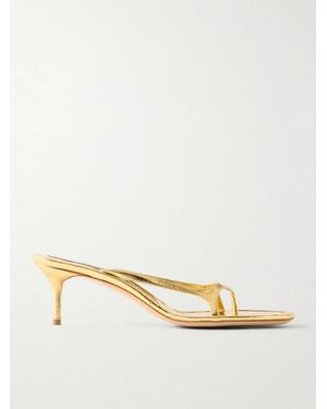 Acne Studios 60 Metallic Patent-Leather Sandals - Natural
