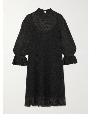 Chloé Shirred Metallic Knitted Mini Dress - Black
