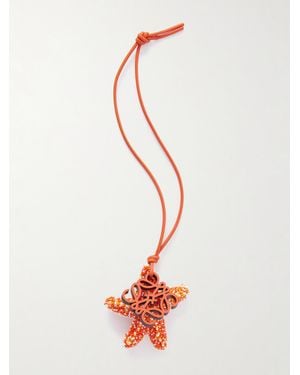 Loewe Paula's Ibiza Star Anagram Taschenanhänger Aus Leder Mit Zierperlen - Weiß