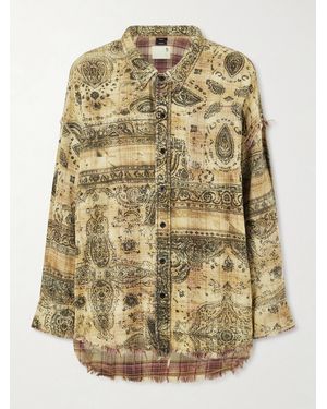 R13 Frayed Printed Cotton Shirt - Metallic