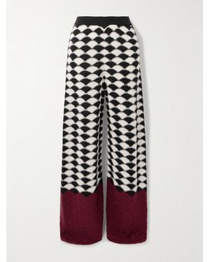 La DoubleJ Wool-Jacquard Wide-Leg Pants - Red