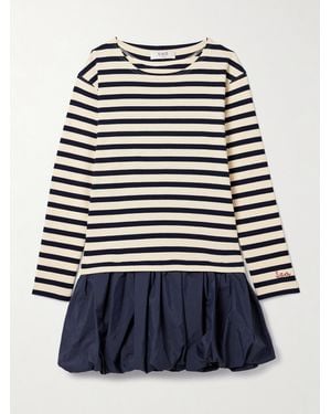 Sea Athena Striped Cotton-Jersey And Gathered Shell Mini Dress - Blue