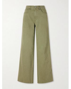 Veronica Beard Kasey Mid-Rise Wide-Leg Jeans - Green