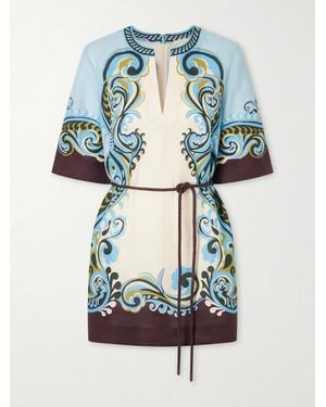 ALÉMAIS Natalia Printed Linen Mini Dress - Blue