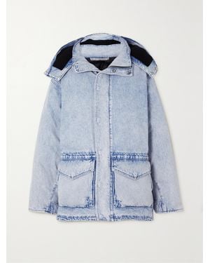 Alexander Wang Oversized-Jeansjacke Aus Gebleichtem Denim Mit Wattierung Und Kapuze - Blau