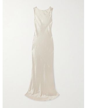 Abadia Robe Aus Gehämmertem Satin - Weiß