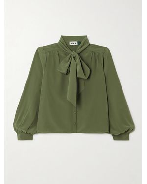 RIXO London Melaina Pussy-Bow Silk Crepe De Chine Blouse - Grün