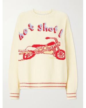 Mother The Big Jumper Intarsia-Knit Cotton Jumper - Pink
