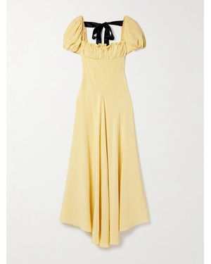 Rodarte Bow-Embellished Satin-Trimmed Silk-Crepe Maxi Dress - Metallic