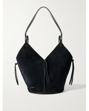 Isabel Marant 25E Tampa Leather-Trimmed Suede Tote - Black