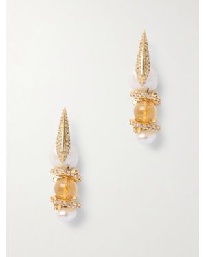 Bottega Veneta Plated Multi-Stone Earrings - White