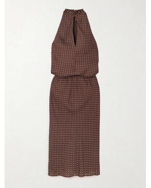 Posse Phoebe Polka-Dot Tencel Lyocell Halterneck Midi Dress - Brown