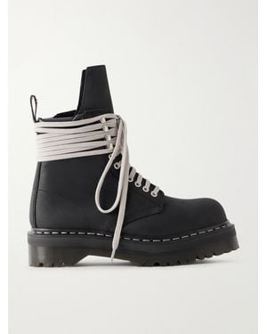 Rick Owens Dr. Martens Nubuck Ankle Boots - Black