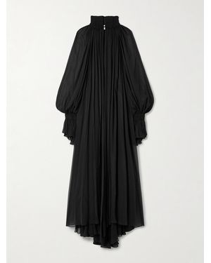 KHAITE Edgar Gathered Silk-Chiffon Maxi Dress - Black