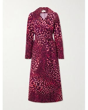 Dries Van Noten Doppelreihiger Trenchcoat Aus Bedrucktem Crêpe Mit Bindegürtel - Rot