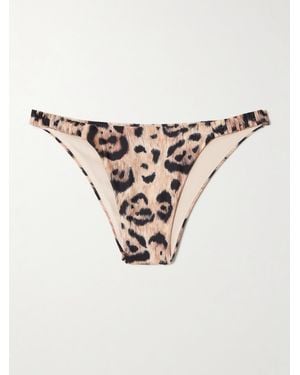 Agua Bendita Vera Ruffled Leopard-Print Stretch Recycled Bikini Briefs - Natural