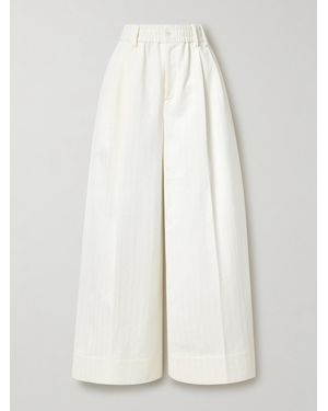 Christopher John Rogers Hose Mit Weitem Bein Aus Bestickter Baumwolle Mit Falten - Weiß