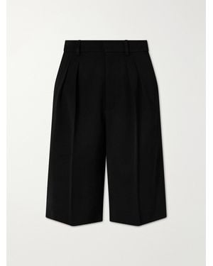 Saint Laurent Wool Straight-Leg Capri Pants - Black