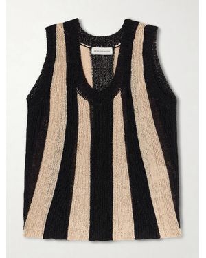 Dries Van Noten Toast Striped Open-Knit Top - Black