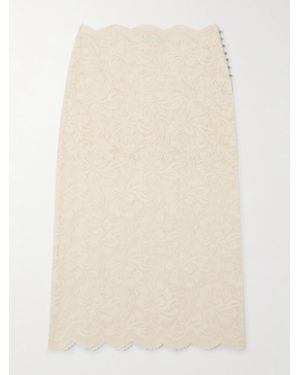Rabanne Scalloped Lace Midi Skirt - Natural