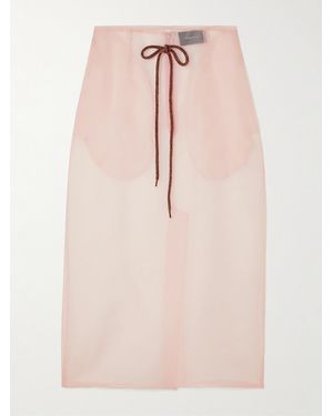 Simone Rocha Bow-Detailed Silk-Organza Midi Skirt - Pink