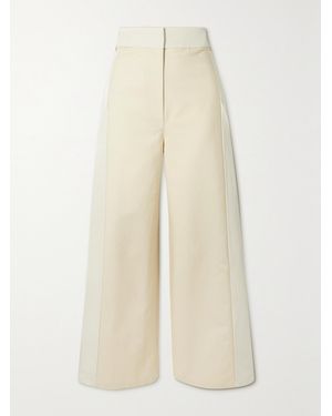 KHAITE Leon Panelled Cotton Straight-Leg Trousers - Natural
