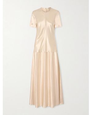 FFORME Clodia Maxikleid Aus Strukturiertem Satin Mit Falten - Natur