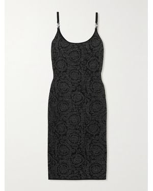 Versace Jacquard Knit Mini-Dress in Black | Lyst