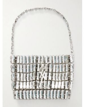 Saint Laurent Evening Micro Crystal-Embellished Chainmail Shoulder Bag - White