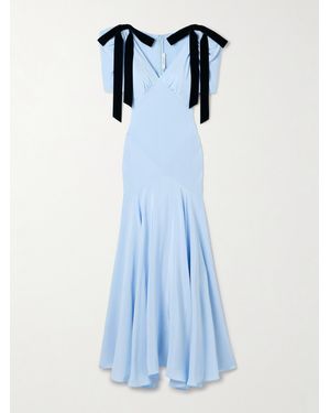 Rodarte Robe Aus Seiden-Crêpe Mit Samtschleifen - Blau