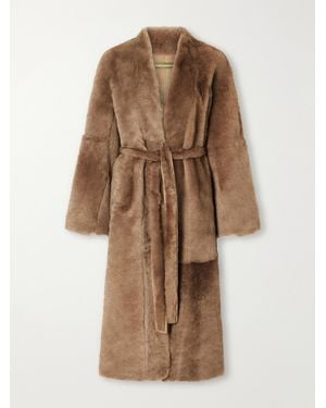 Nour Hammour Davos Belted Shearling Coat - Natural