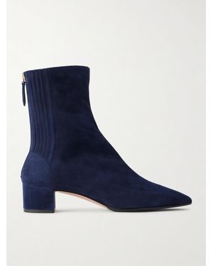 Aquazzura Saint Honoré 35 Suede Ankle Boots - Blue