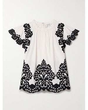 Sea Laila Appliquéd Cotton Top - Black