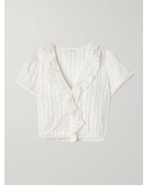 Doen Bernadette Lace-Trimmed Pintucked Organic Cotton-Voile Blouse - White