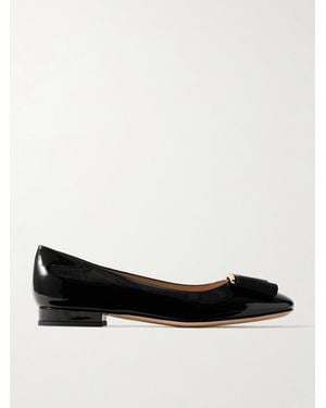 Tom Ford Audrey Bow-Embellished Patent-Leather Ballet Flats - Black