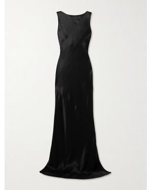 Abadia Robe Aus Gehämmertem Satin - Schwarz