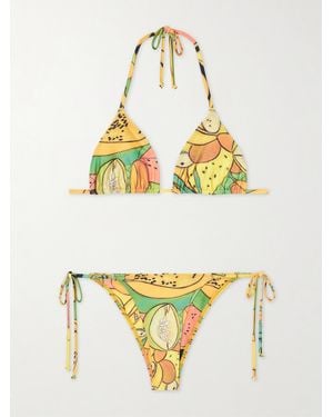 Donde Esteban Frutas Printed Triangle Bikini - Metallic