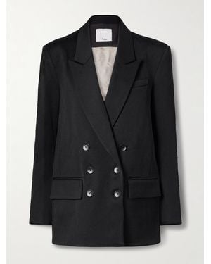 Tibi Double-Breasted Wool-Blend Twill And Silk-Organza Blazer - Black