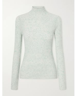 AURALEE Ribbed Cashmere Turtleneck Sweater - White