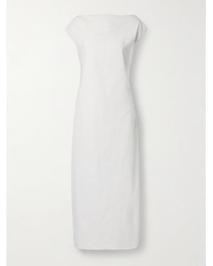 KHAITE Ayame Open-Back Cotton-Canvas Midi Dress - White
