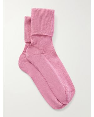 Johnstons of Elgin Ribbed Cashmere-Blend Socks - Pink