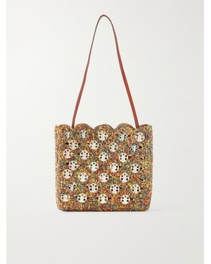 Rabanne 1969 Embellished Raffia Shoulder Bag - White